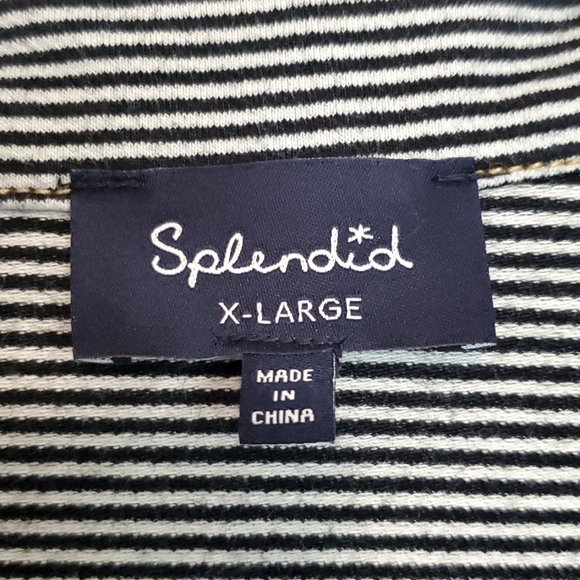 Splendid black-and-white striped button-up jean jacket US women's size x-large - Picture 3 of 6